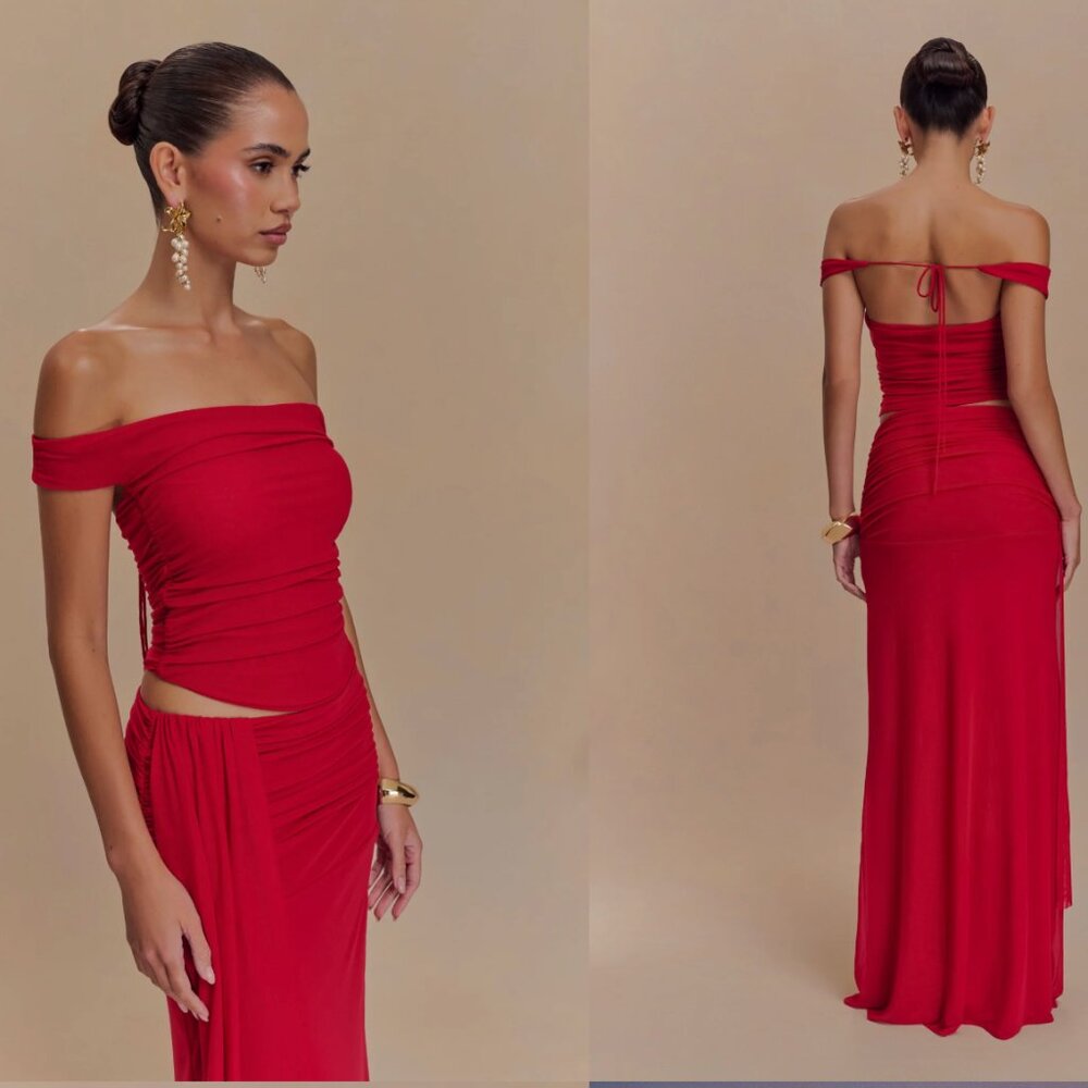 BRAND NEW - Meshki Mesh Crop Top Red (Set)